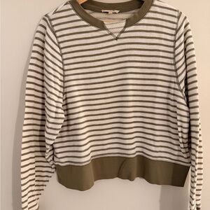Madewell Olive and Cream Striped Raglan Tee
